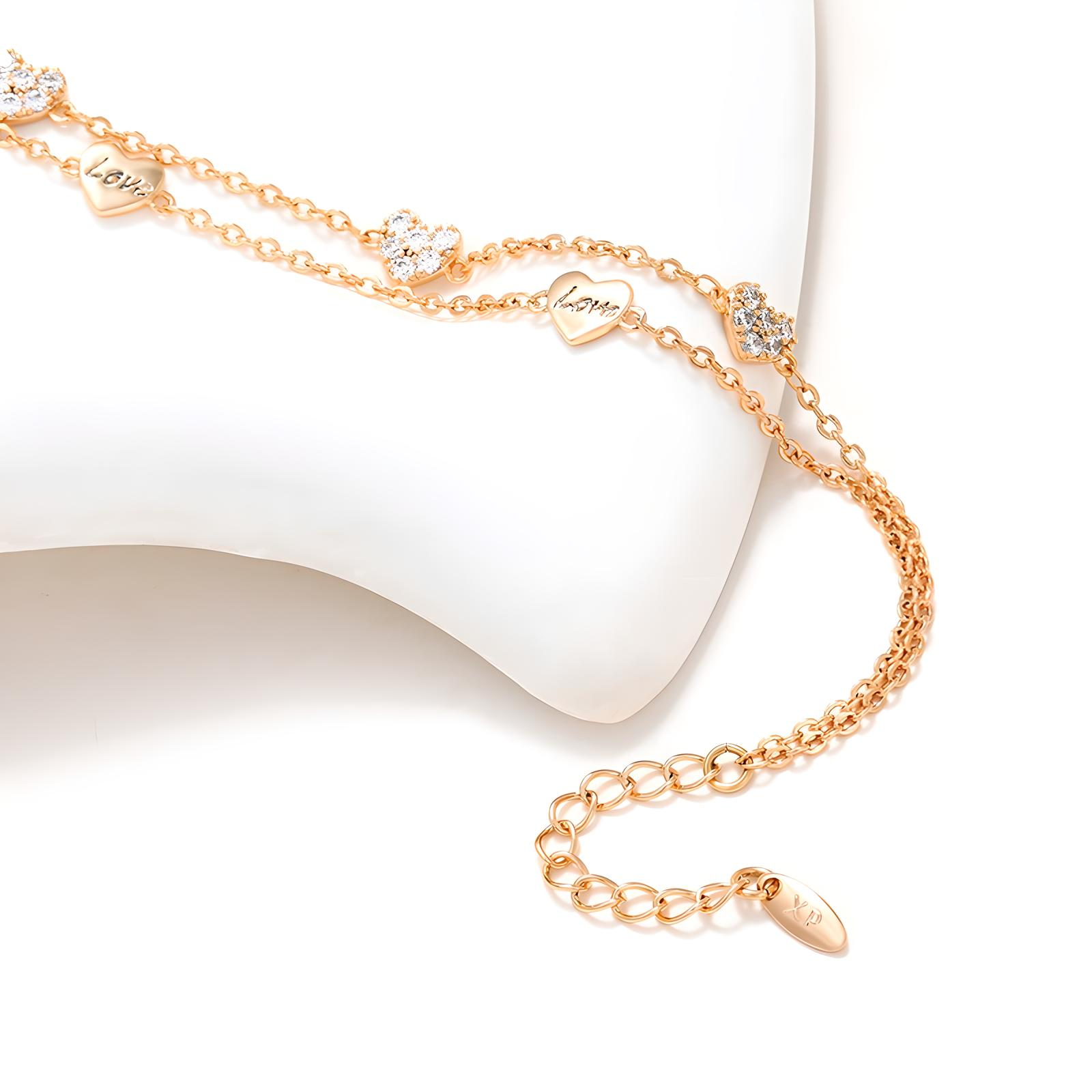 Luxurious Heart Shaped Gold Alloy Bracelet - BBKaddo