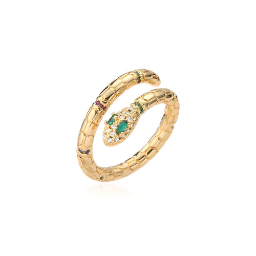 Gold Colored Serpent Ring with Zircon - BBKaddo