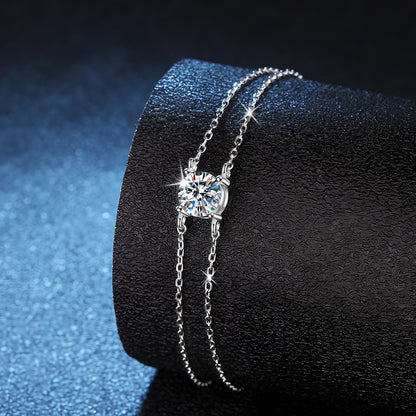 Four-Claw Moissanite S925 Sterling Silver Bracelet - BBKaddo