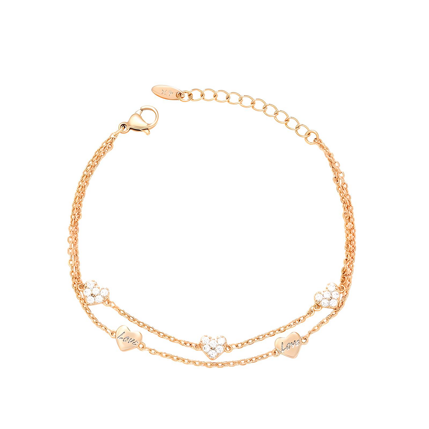 Luxurious Heart Shaped Gold Alloy Bracelet - BBKaddo