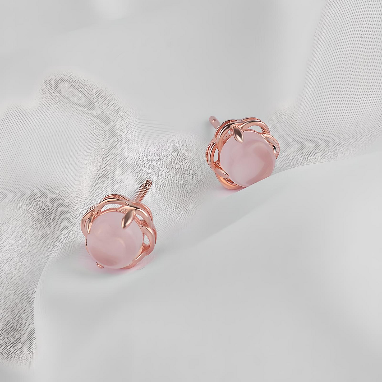 Crystal Stone Earrings 18k Pink Gold - BBKaddo