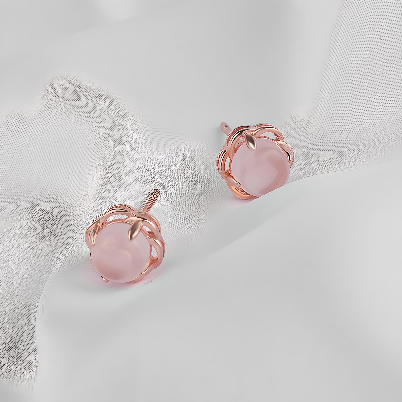 Crystal Stone Earrings 18k Pink Gold - BBKaddo