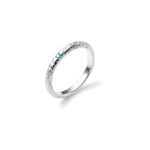 Sterling Silver Fashion Irregular Texture Aquamarine Ring - BBKaddo