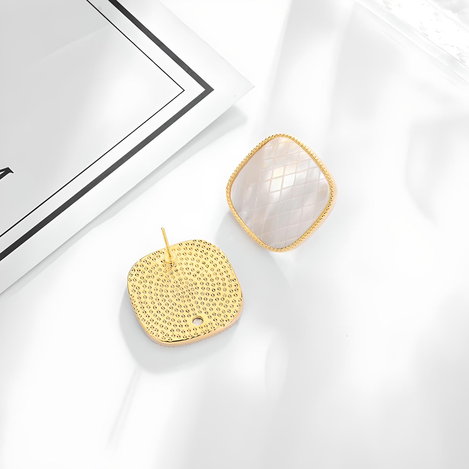 Square Gold Couture Earrings - BBKaddo