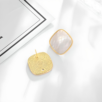 Square Gold Couture Earrings - BBKaddo