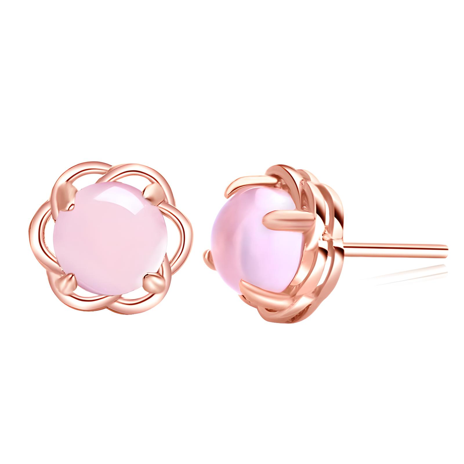 Crystal Stone Earrings 18k Pink Gold - BBKaddo