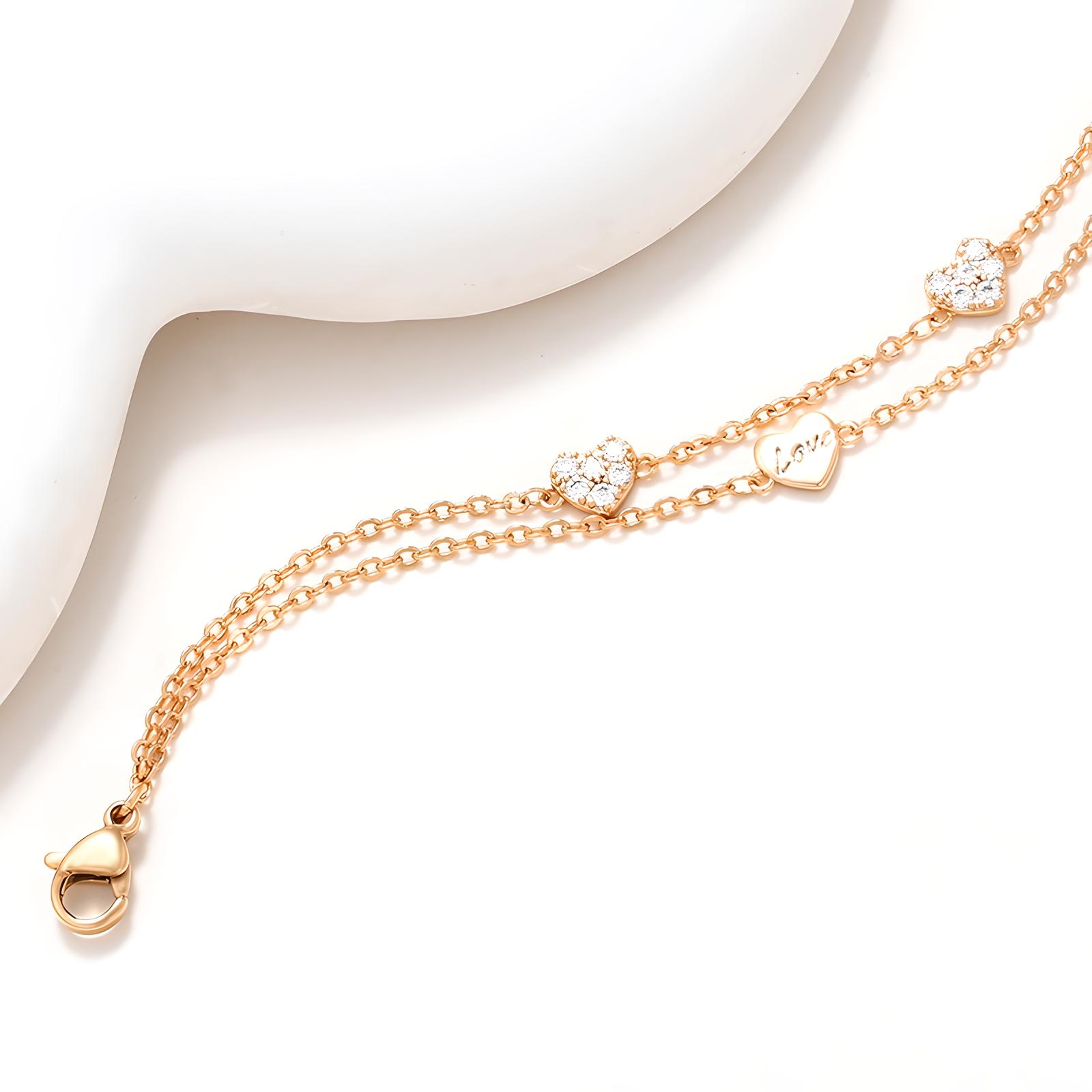 Luxurious Heart Shaped Gold Alloy Bracelet - BBKaddo